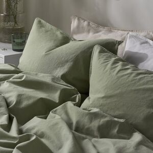 IKEA ÄNGSLILJA king size duvet cover with two king pillowcases in gray-green
